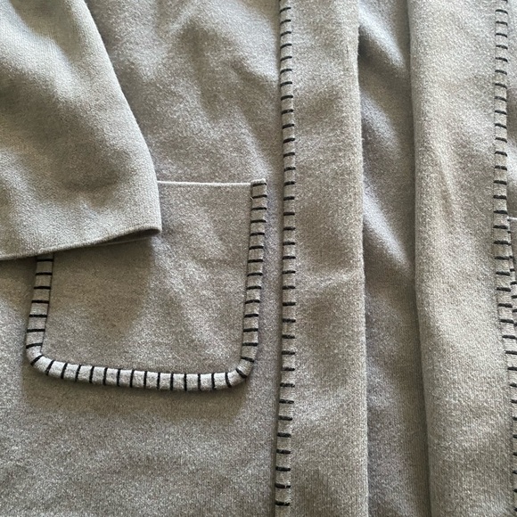 Gray Textured Knit Cardigan Sweater Open Front - Picture 6 of 7